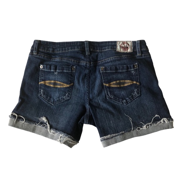 T Five Denim Low Rise Stretch Cuffed Distressed Jean Shorts - Picture 4 of 14